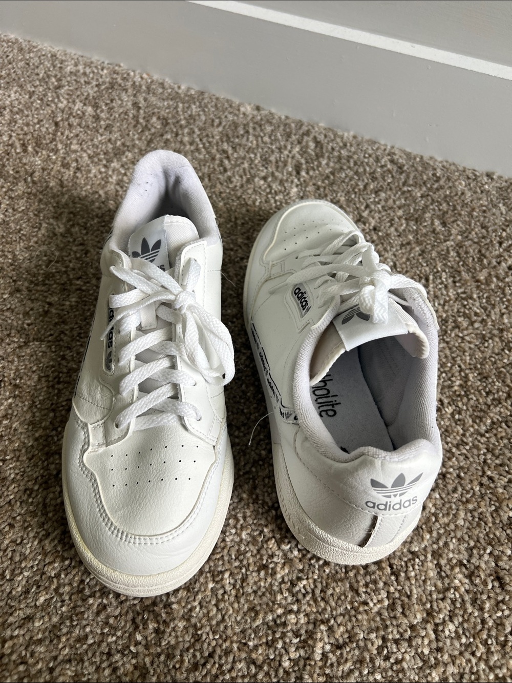Adidas White Leather Sneakers - Classic Trefoil Logo